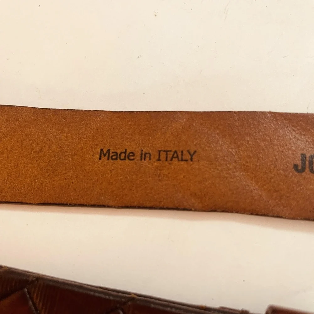 READ Johnston & Murphy Dress Belt Mens 42 Brown Steerhide Argyle Made In‎ Italy